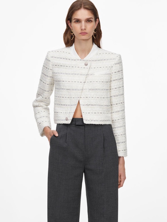 Nwot Self-Portrait White Boucle Boxy Jacket